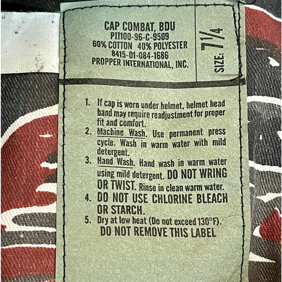 Vintage 90’s Military Issued Camouflage Combat BDU Cap Size 7 ¼ - Picture 6 of 6